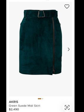 Akris Teal-Green Suede Belted Midi Skirt